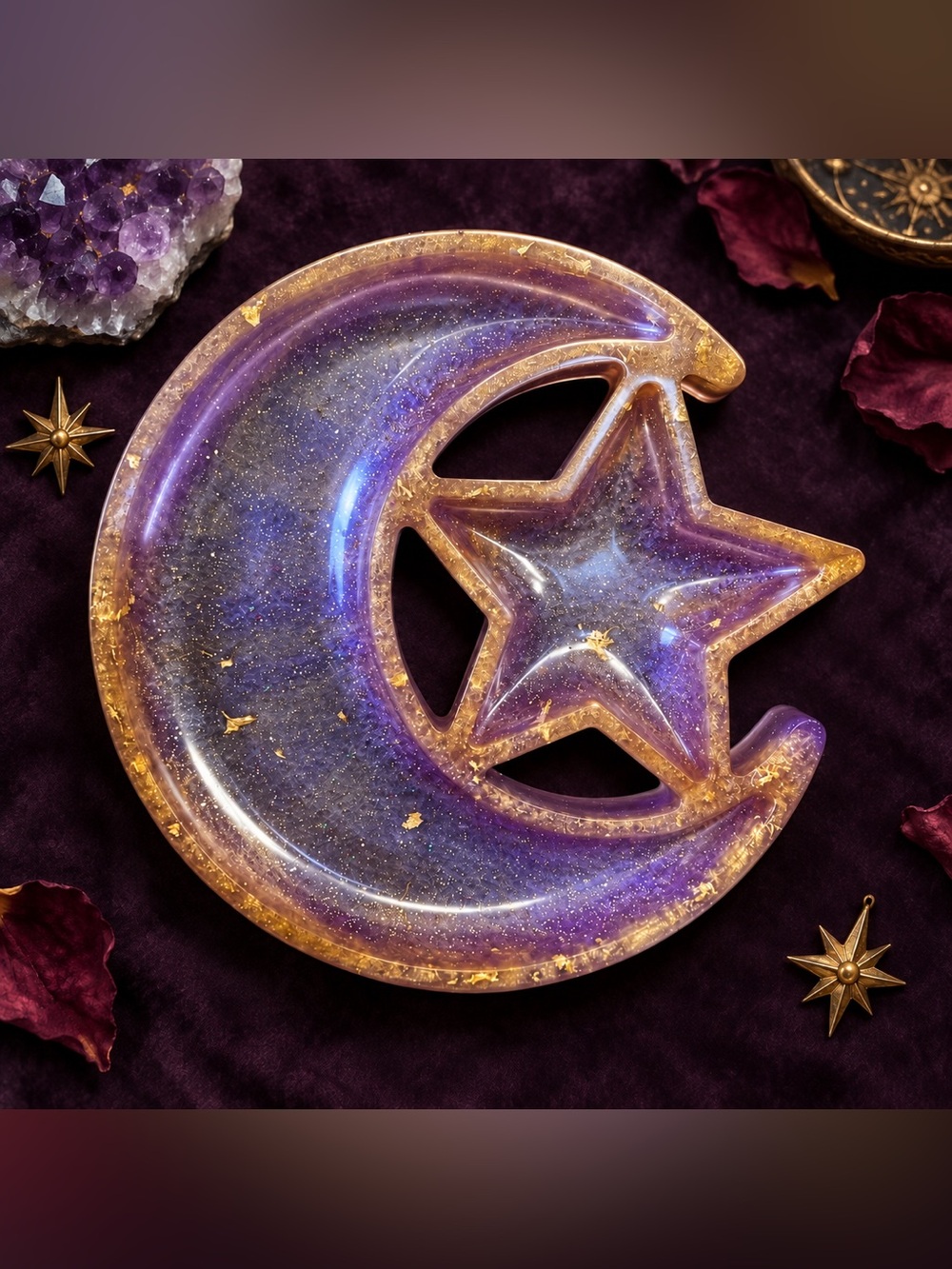 Starlit Moon 🌙 Handmade Resin Trinket Tray